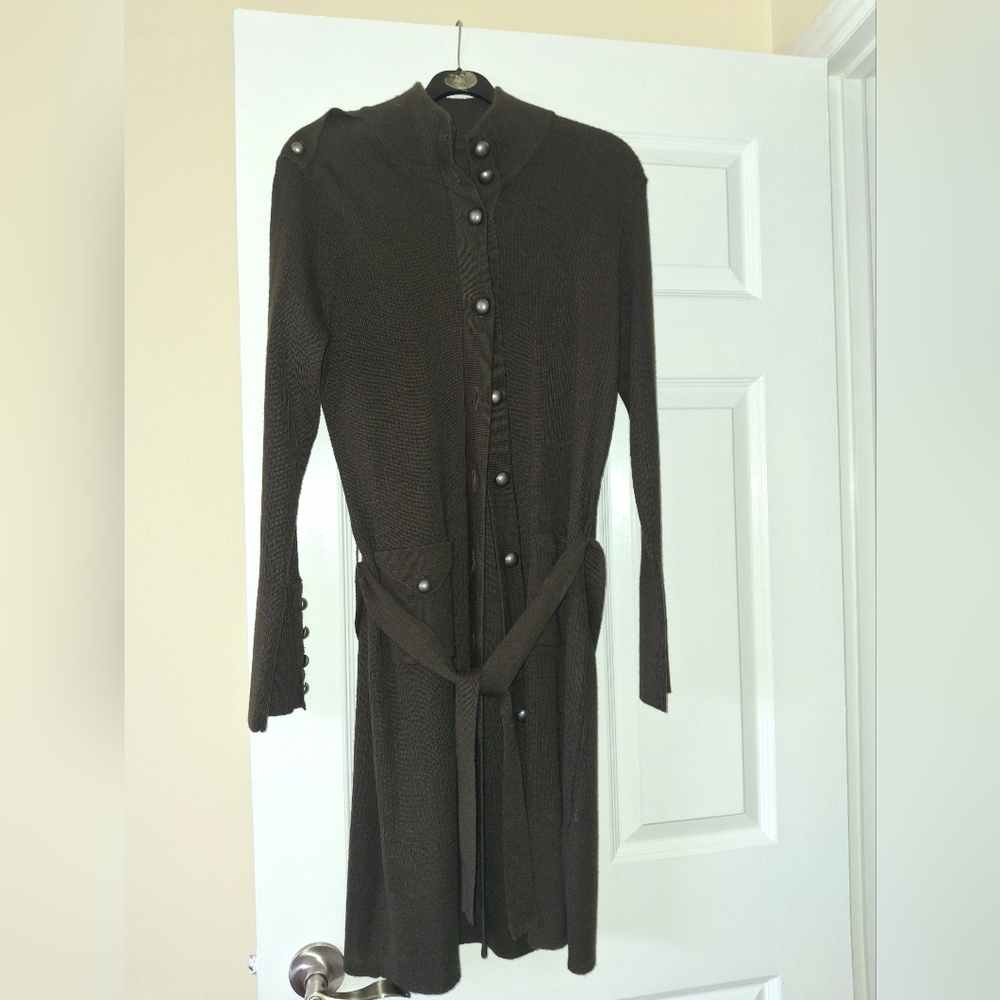 Principles Women's Olive/Brown Acrylic Wool Cardigan